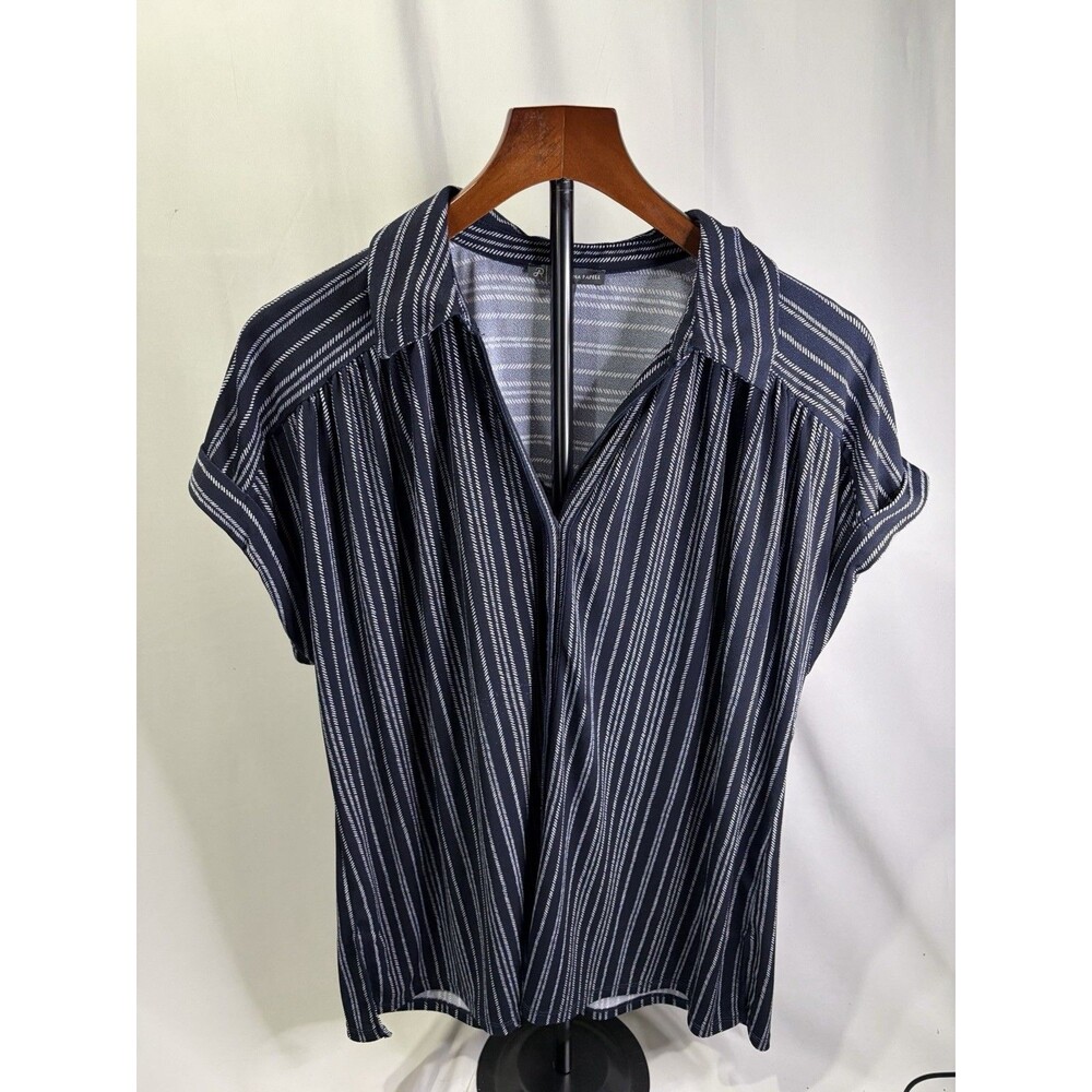 Adrianna Papell XL Black Sleeveless Button Front Collared Blouse Shirt 100%
